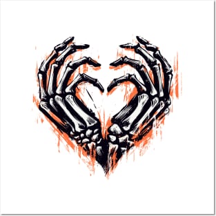 Skeleton Hands Heart Sign Halloween Posters and Art